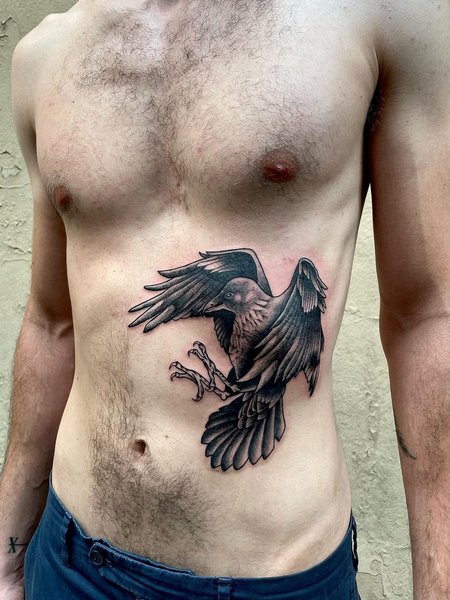 Crow Rib Tattoo
