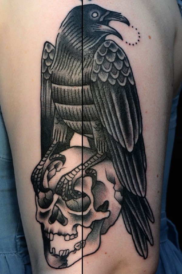 Crow and Skull Tattoo