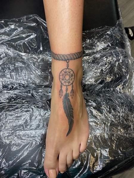 Dreamcatcher Ankle Tattoo