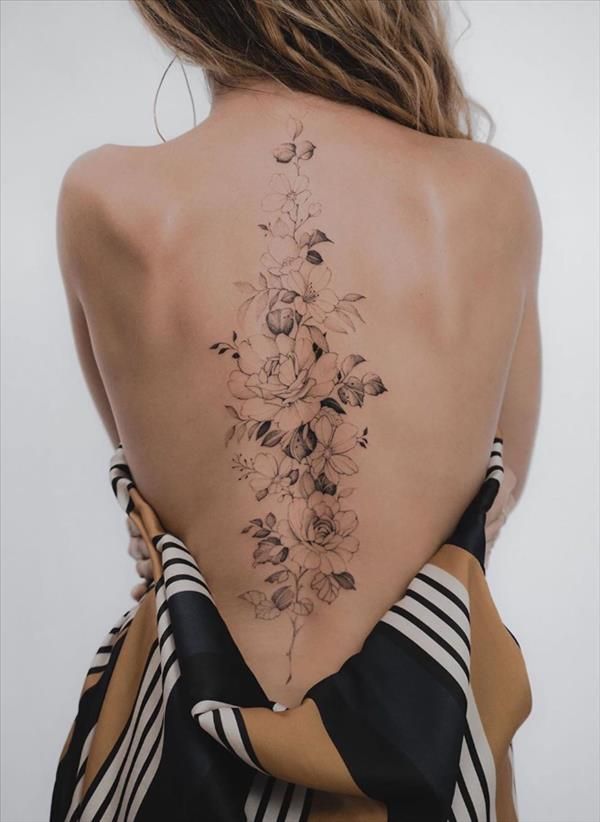 Flower Spine Tattoos
