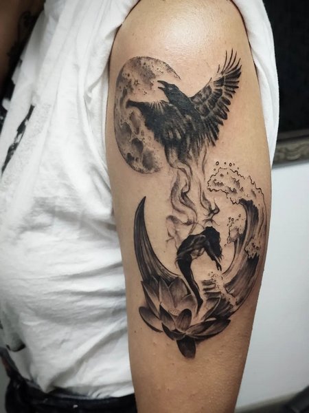 Flying Crow Tattoo