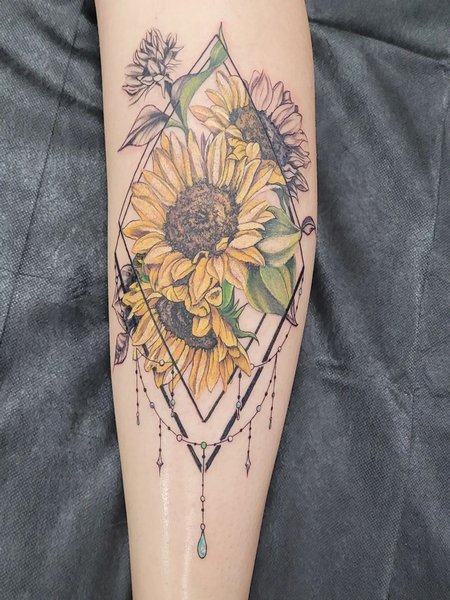 Geometric Flower Tattoo