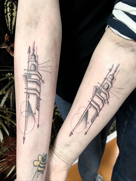 Geometric Lighthouse Tattoo