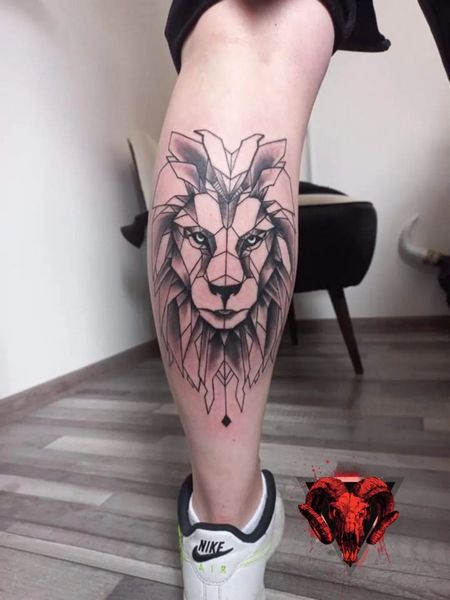 Geometric Lion Tattoo