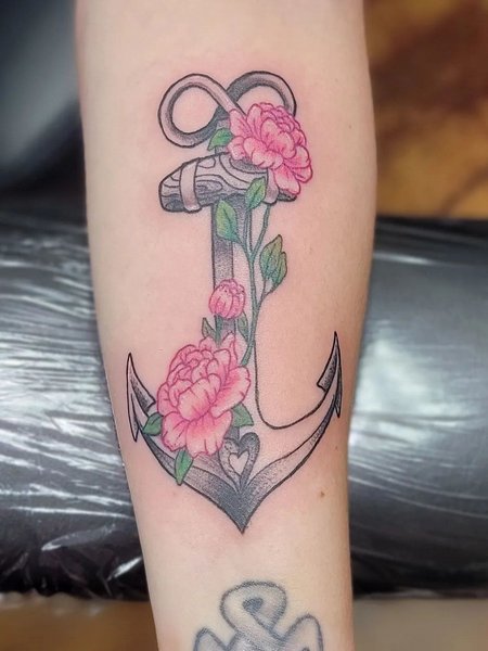 Girly Feminine Anchor Tattoo