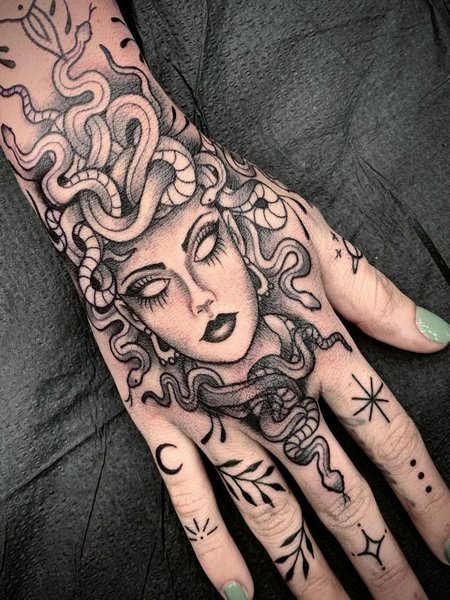 Hand Medusa Tattoo