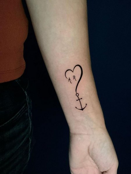 Heart With Anchor Tattoo