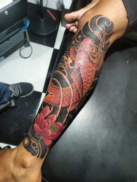 Koi Fish Leg Tattoo