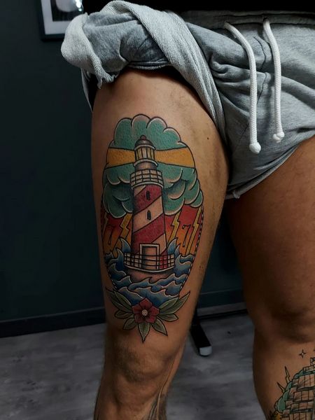 Leg Lighthouse Tattoo
