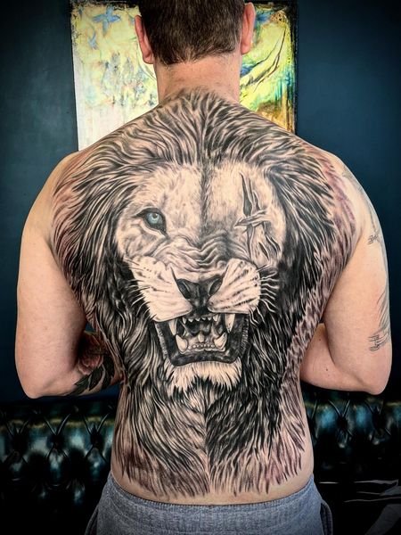 Lion Back Tattoo