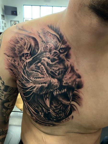 Lion Chest Tattoo