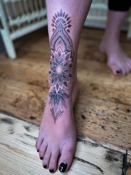 Mandala Ankle Tattoo