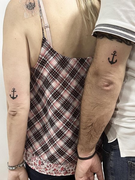 Matching Couple Anchor Tattoo