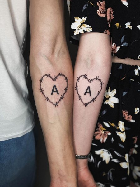 Matching Couple Barbed Wire Tattoo