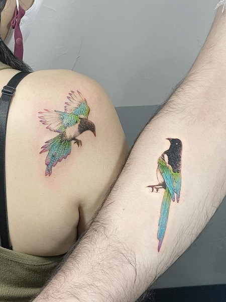 Matching Couple Bird Tattoo
