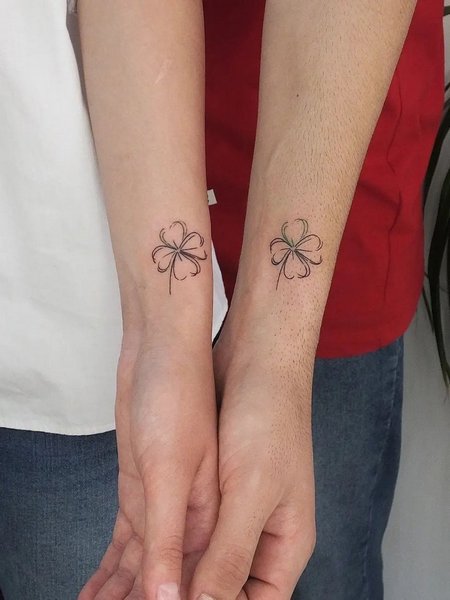 Matching Couple Clover Tattoo