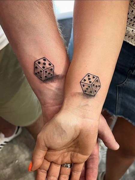 Matching Couple Dice Tattoo