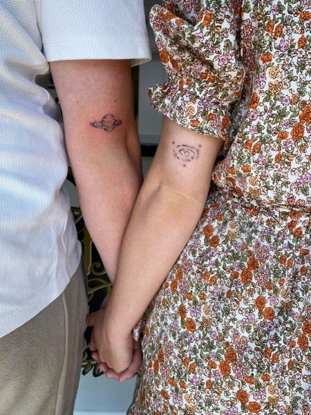 Matching Couple Galaxy Tattoo