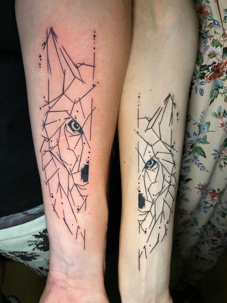 Matching Couple Geometric Tattoo
