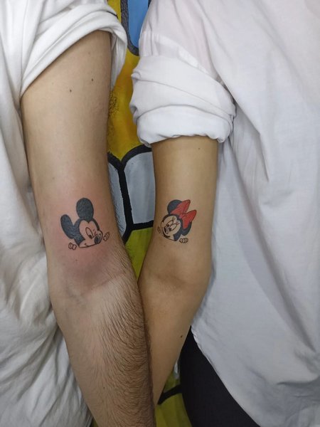 Matching Couple Mickey Mouse Tattoo