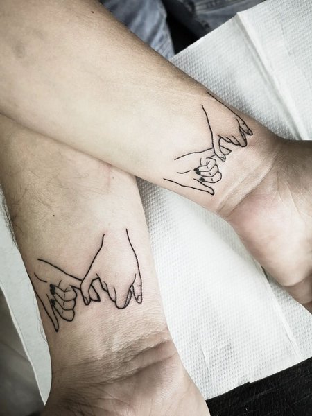 Matching Couple Pinky Promise Tattoo