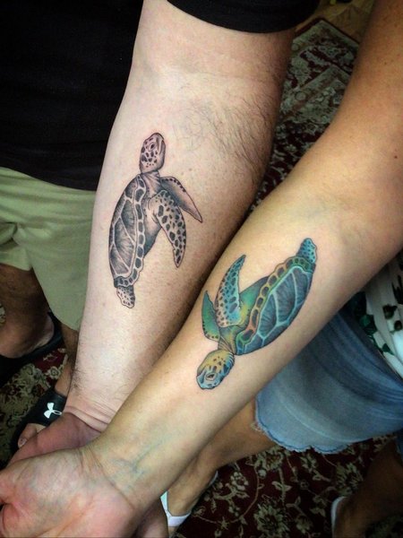 Matching Couple Turtle Tattoo