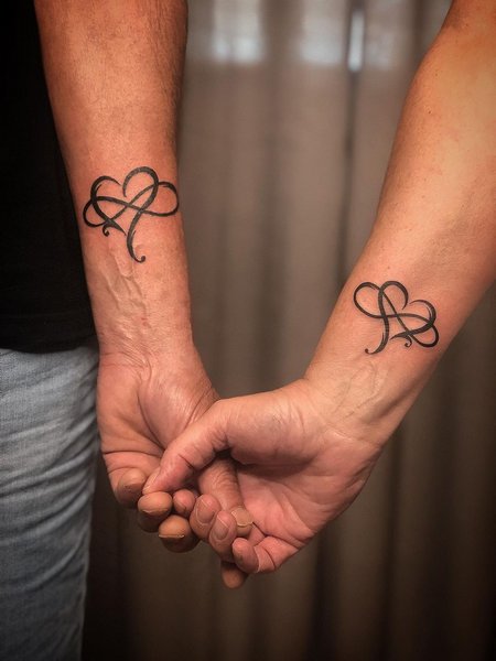 Matching Couple infinity Heart Tattoo