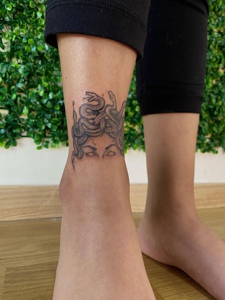 Medusa Ankle Tattoo