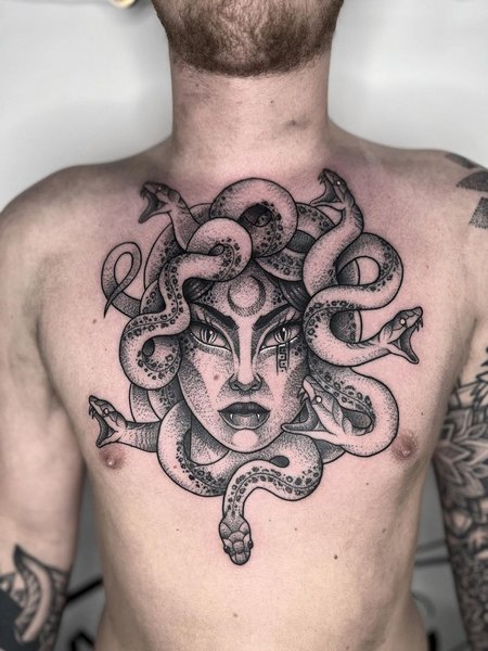 Medusa Chest Tattoo