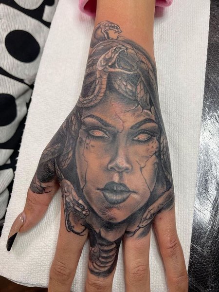 Medusa Hand Tattoo