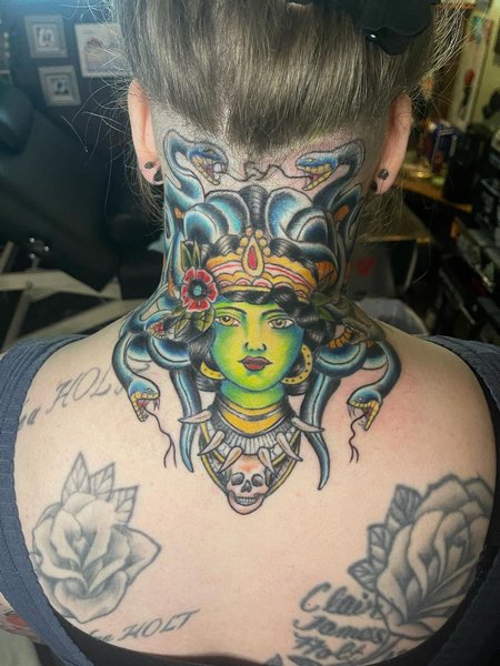 Medusa Neck Tattoo