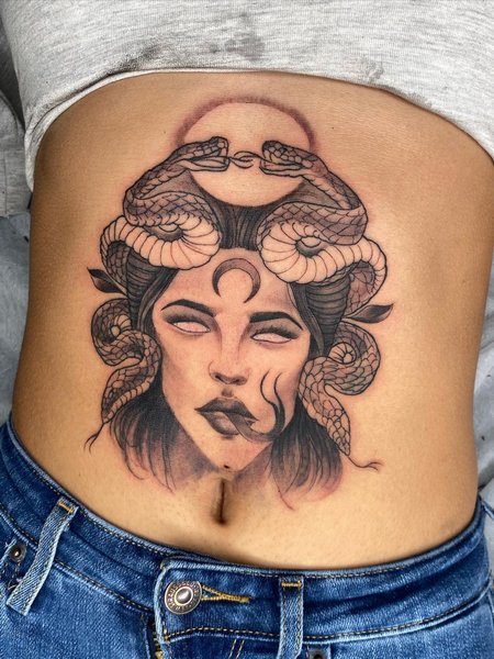 Medusa Stomach Tattoo