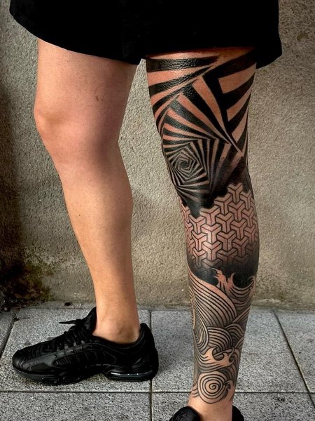 Mens Leg Sleeve Tattoo