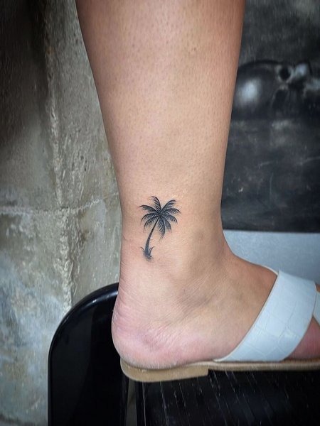 Palm Tree Ankle Tattoo