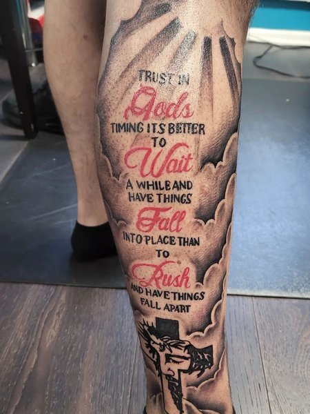 Quote Leg Tattoo