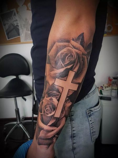 Rose Cross Tattoo