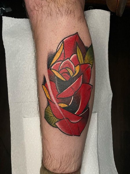 Rose Leg Tattoo