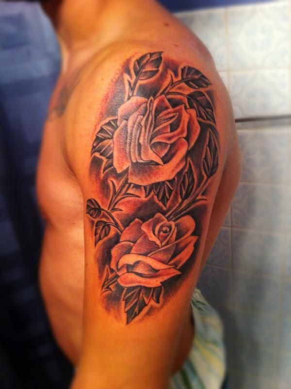 Rose Shoulder Tattoos for men