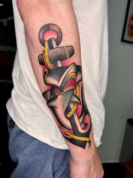 Shark And Anchor Tattoo