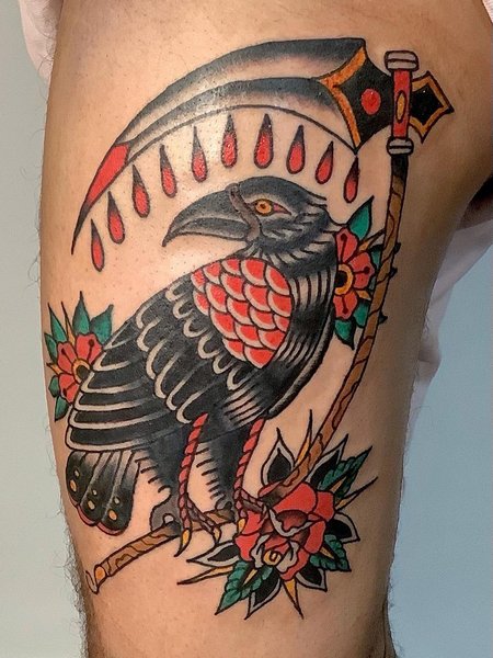 Traditional Crow Tattoo