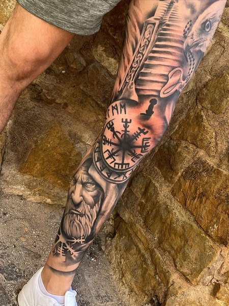 Viking Leg Tattoo