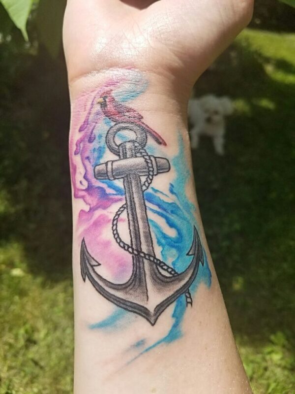 Watercolor Anchor Tattoo