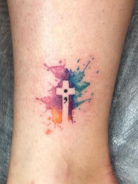 Watercolor Cross Tattoo