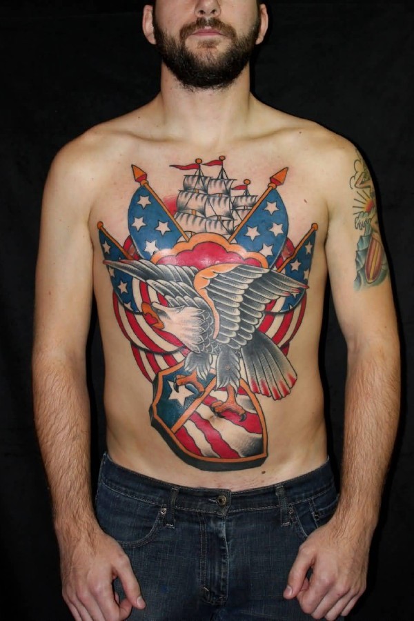 american flag tattoo chest