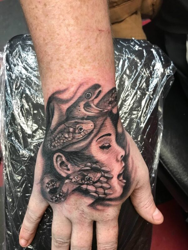 hand medusa tattoo