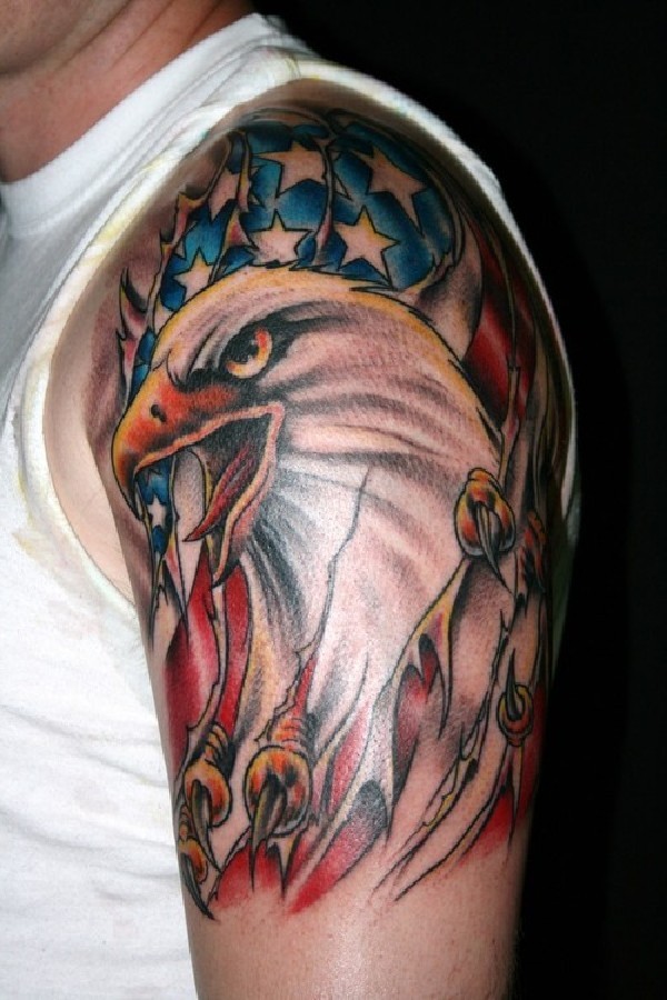 shoulder american flag tattoo