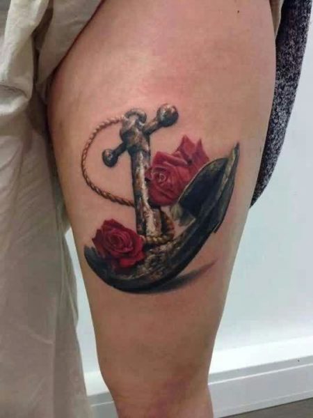 Anchor Leg Tattoo