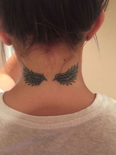 Angel Wings Neck Tattoo