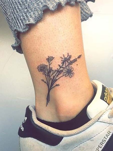 Ankle Daisy Tattoo