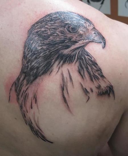 Back Hawk Tattoos